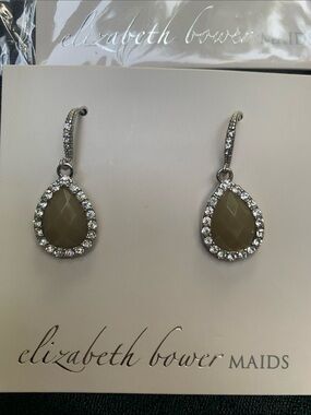Set of FOUR Elizabeth Bower maids green blossom drop earrings BHLDN